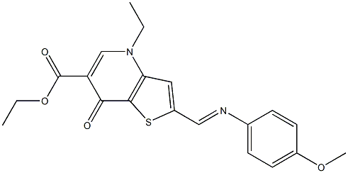 2-[(4-Methoxyphenyl)iminomethyl]-4-ethyl-7-oxothieno[3,2-b]pyridine-6-carboxylic acid ethyl ester