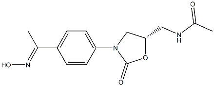 (5S)-5-アセチルアミノメチル-3-[4-(1-ヒドロキシイミノエチル)フェニル]オキサゾリジン-2-オン 化学構造式