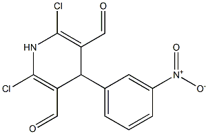 2,6-Dichloro-1,4-dihydro-4-(m-nitrophenyl)pyridine-3,5-dicarbaldehyde Struktur