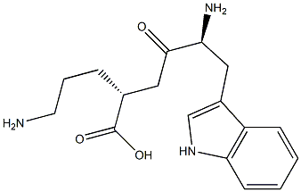 (2R)-5-Amino-2-[(S)-4-(1H-indol-3-yl)-3-amino-2-oxobutyl]pentanoic acid Struktur