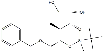 (2S)-2-[(4S,5R,6R)-4-Benzyloxymethyl-2-tert-butyl-2,5-dimethyl-1,3-dioxa-2-silacyclohexan-6-yl]propane-1,2-diol 结构式