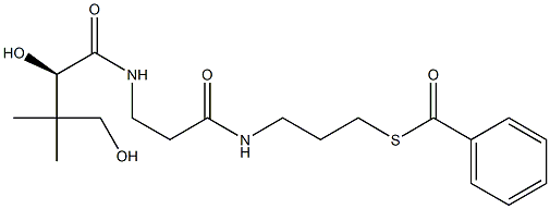 [R,(+)]-2,4-ジヒドロキシ-N-[2-[(3-ベンゾイルチオプロピル)カルバモイル]エチル]-3,3-ジメチルブチルアミド 化学構造式