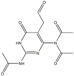 2-Acetylamino-6-diacetylamino-3,4-dihydro-4-oxopyrimidine-5-acetaldehyde Structure