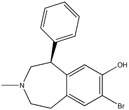 (5S)-8-ブロモ-2,3,4,5-テトラヒドロ-3-メチル-5-フェニル-1H-3-ベンゾアゼピン-7-オール 化学構造式