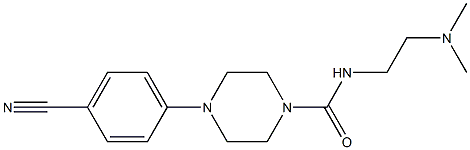 N-(2-ジメチルアミノエチル)-4-[4-シアノフェニル]ピペラジン-1-カルボアミド 化学構造式