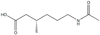 [S,(-)]-6-(アセチルアミノ)-3-メチルヘキサン酸 化学構造式