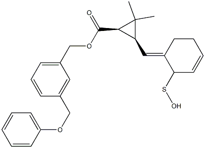 (1R,3S)-2,2-Dimethyl-3-[[(3E)-2,3,4,5-tetrahydro-2-oxothiophen]-3-ylidenemethyl]cyclopropane-1-carboxylic acid-3-(phenoxymethyl)benzyl ester Struktur