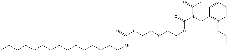 2-[N-アセチル-N-[2-[2-(ペンタデシルカルバモイルオキシ)エトキシ]エトキシカルボニル]アミノメチル]-1-プロピルピリジニウム 化学構造式