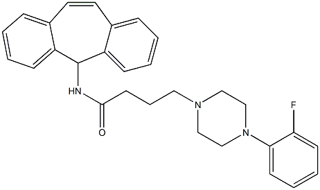 4-[4-(2-フルオロフェニル)-1-ピペラジニル]-N-(5H-ジベンゾ[a,d]シクロヘプテン-5-イル)ブチルアミド 化学構造式