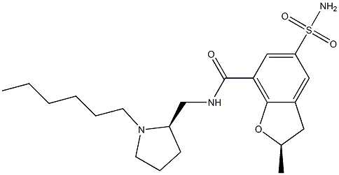 (R)-2,3-Dihydro-N-[[(2R)-1-hexyl-2-pyrrolidinyl]methyl]-2-methyl-5-sulfamoylbenzofuran-7-carboxamide Struktur