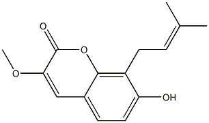 3-Methoxy-7-hydroxy-8-(3-methyl-2-butenyl)-2H-1-benzopyran-2-one Structure