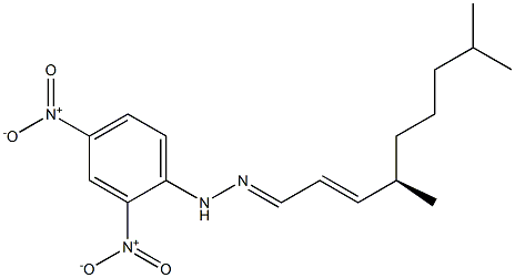 [R,(-)]-4,8-ジメチル-2-ノネナール2,4-ジニトロフェニルヒドラゾン 化学構造式