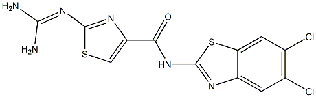 2-(Diaminomethyleneamino)-N-(5,6-dichloro-2-benzothiazolyl)thiazole-4-carboxamide Struktur