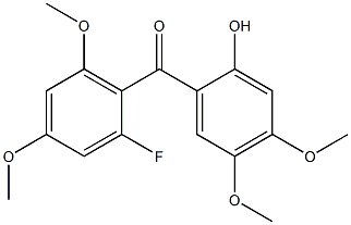 2-ヒドロキシ-2'-フルオロ-4,4',5,6'-テトラメトキシベンゾフェノン 化学構造式