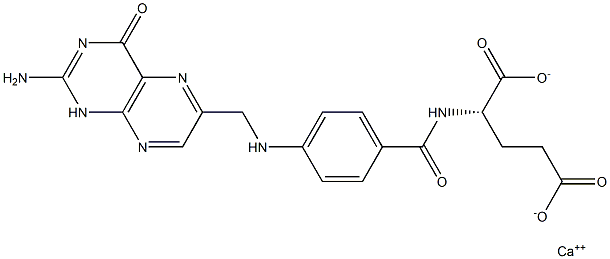 N-[4-[[[(2-アミノ-1,4-ジヒドロ-4-オキソプテリジン)-6-イル]メチル]アミノ]ベンゾイル]-L-グルタミン酸カルシウム 化学構造式
