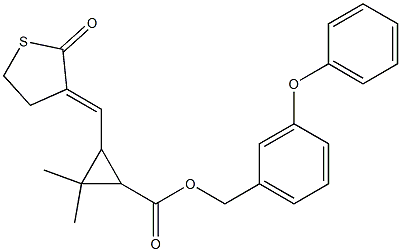 3-[[(3E)-2-オキソチオラン-3-イリデン]メチル]-2,2-ジメチルシクロプロパンカルボン酸3-フェノキシベンジル 化学構造式
