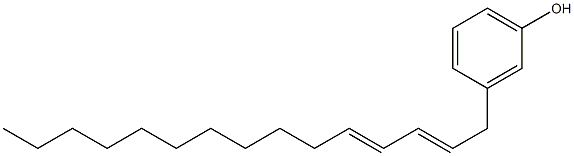 3-(2,4-ペンタデカジエニル)フェノール 化学構造式