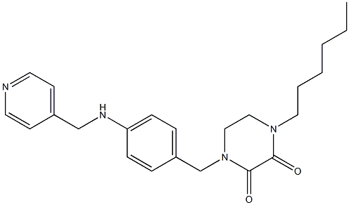 1-Hexyl-4-[4-[(4-pyridinylmethyl)amino]benzyl]-2,3-piperazinedione 结构式