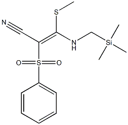 (E)-3-Methylthio-2-phenylsulfonyl-3-[(trimethylsilylmethyl)amino]acrylonitrile Structure