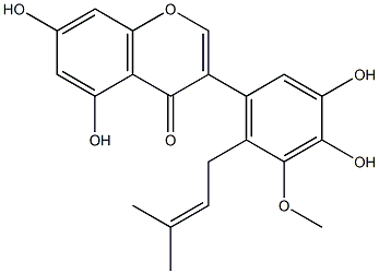3',4',5,7-Tetrahydroxy-5'-methoxy-6'-(3-methyl-2-butenyl)isoflavone Structure