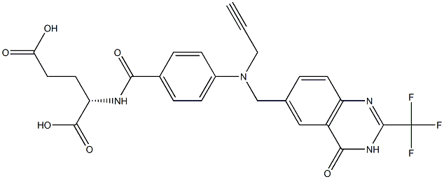 (2S)-2-[4-[N-[(3,4-Dihydro-2-trifluoromethyl-4-oxoquinazolin)-6-ylmethyl]-N-(2-propynyl)amino]benzoylamino]glutaric acid 结构式