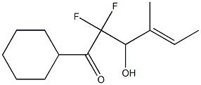 (E)-1-Cyclohexyl-2,2-difluoro-3-hydroxy-4-methyl-4-hexen-1-one Structure