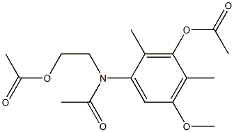 N-(2-アセトキシエチル)-N-(3-アセトキシ-5-メトキシ-2,4-ジメチルフェニル)アセトアミド 化学構造式