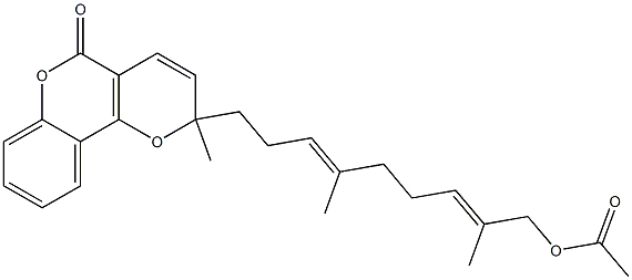 2-[(3E,7E)-9-Acetoxy-4,8-dimethyl-3,7-nonadien-1-yl]-2-methyl-2H,5H-pyrano[3,2-c][1]benzopyran-5-one Structure