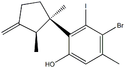 2-[(1R,2S)-1,2-Dimethyl-3-methylenecyclopentyl]-4-bromo-3-iodo-5-methylphenol Struktur