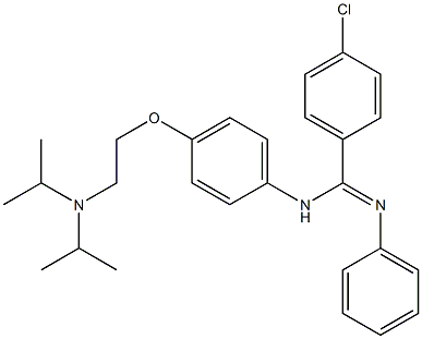 4-クロロ-N-[4-[2-(ジイソプロピルアミノ)エトキシ]フェニル]-N'-フェニルベンズアミジン 化学構造式