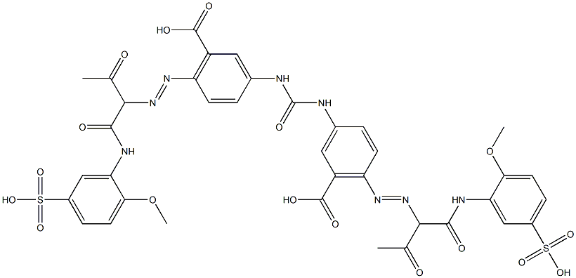 3,3'-(Carbonyldiimino)bis[6-[[1-[[(2-methoxy-5-sulfophenyl)amino]carbonyl]-2-oxopropyl]azo]benzoic acid] 结构式