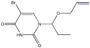 1-[1-(2-プロペニルオキシ)プロピル]-5-ブロモウラシル 化学構造式