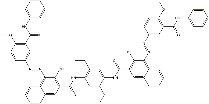 N,N'-(2,5-Diethyl-1,4-phenylene)bis[4-[[4-methoxy-5-(phenylcarbamoyl)phenyl]azo]-3-hydroxy-2-naphthalenecarboxamide],,结构式