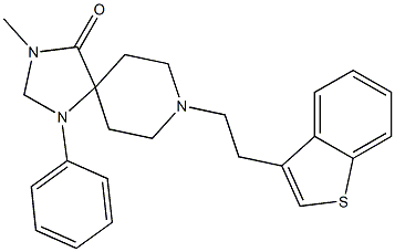 8-[2-(ベンゾ[b]チオフェン-3-イル)エチル]-3-メチル-1-フェニル-1,3,8-トリアザスピロ[4.5]デカン-4-オン 化学構造式