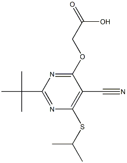 [2-tert-Butyl-5-cyano-6-isopropylthio-4-pyrimidinyloxy]acetic acid Struktur