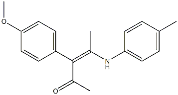 4-[(4-メチルフェニル)アミノ]-3-(4-メトキシフェニル)-3-ペンテン-2-オン 化学構造式