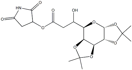 2-(1,2:3,4-Di-O-isopropyliden-alpha-D-galacto- pyranos-6-yl)-acetic-acid-hydroxysuccinimidester Struktur