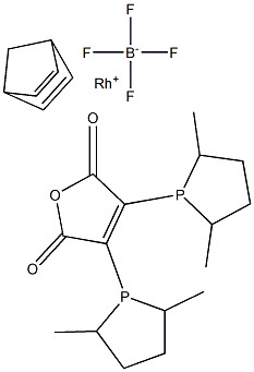 (-)-2,3-Bis[(2R,5R)-2,5-dimethylphospholanyl]maleic anhydride(norbornadiene)rhodium(I) tetrafluoroborate Structure