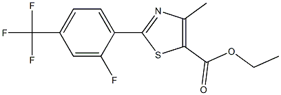 Ethyl 2-[2-fluoro-4-(trifluoromethyl)phenyl]-4-methyl-1,3-thiazole-5-carboxylate 化学構造式