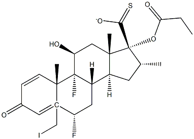 5-IODOMETHYL 6A,9A-DIFLUORO-11BETA-HYDROXY-16A-METHYL-3-OXO-17A-(PROPIONYLOXY)-ANDROSTA-1,4-DIENE-17BETA-CARBOTHIOATE Struktur