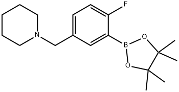 1-(4-Fluoro-3-(4,4,5,5-tetramethyl-1,3,2-dioxaborolan-2-yl)benzyl)piperidine 结构式