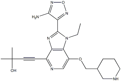 (S)-4-(2-(4-amino-1,2,5-oxadiazol-3-yl)-1-ethyl-7-(piperidin-3-ylmethoxy)-1H-imidazo[4,5-c]pyridin-4-yl)-2-methylbut-3-yn-2-ol,,结构式