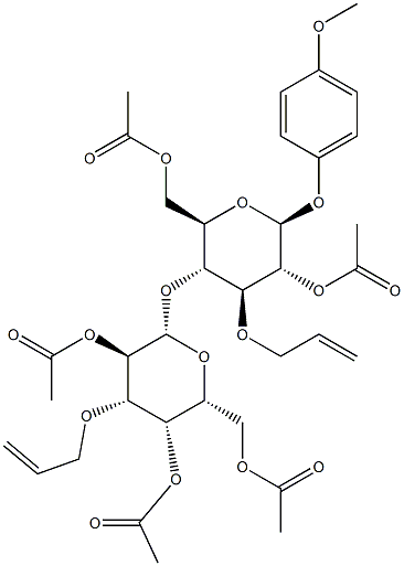 4-Methoxyphenyl 2,6-di-O-acetyl-4-O-[2,4,6-tri-O-acetyl-3-O-allyl-b-D-galactopyranosyl]-3-O-allyl-b-D-glucopyranoside Struktur