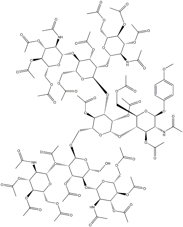 4-Methoxyphenyl 2-acetamido-3,6-di-O-acetyl-4-O-{2,4-di-O-acetyl-3-O-[3,6-di-O-acetyl-2,4-di-O-(3,4,6-tri-O-acetyl-2-acetamido-2-deoxy-b-D-glucopyranosyl)-a-D-mannopyranosyl]-6-O-[2,3-di-O-acetyl-2,4-di-O-(3,4,6-tri-O-acetyl-2-acetamido-2-deoxy-b-D-glucopyranosyl)-a-D-mannopyranosyl]-b-D-mannopyranosyl}-2-deoxy-b-D-glucopyranoside