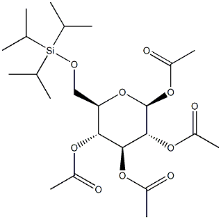 1,2,3,4-Tetra-O-acetyl-6-O-triisopropylsilyl-b-D-glucopyranose,,结构式
