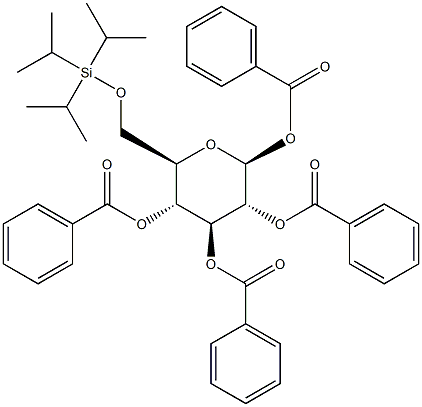 1,2,3,4-Tetra-O-benzoyl-6-O-triisopropylsilyl-b-D-glucopyranose 结构式