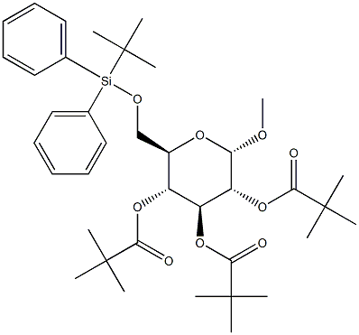 Methyl 6-O-tert-butyldiphenylsilyl-2,3,4-tri-O-pivaloyl-a-D-glucopyranoside 结构式
