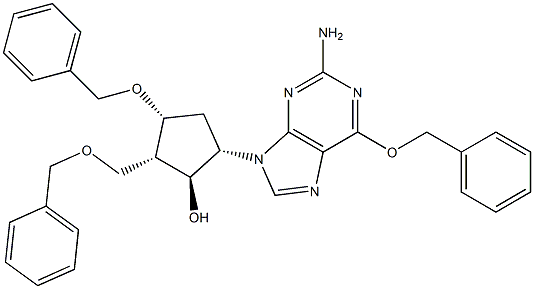 (1S,2S,3R,5S)-5-(2-amino-6-(benzyloxy)-9H-purin-9-yl)-3-(benzyloxy)-2-((benzyloxy)methyl)cyclopentanol Structure