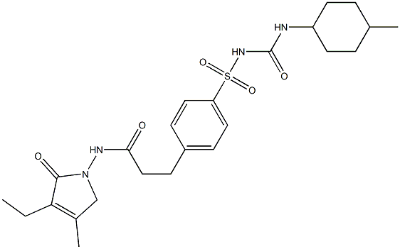 格列美脲杂质1(4-[2-(3-乙基-4-甲基-2-氧-3-吡咯啉-1-甲酰胺基)乙基]苯磺酰胺甲酸乙酯) 标准品,,结构式