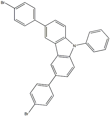3 , 6 -双(4 -溴苯基)- 9-苯基-9H-咔唑, , 结构式